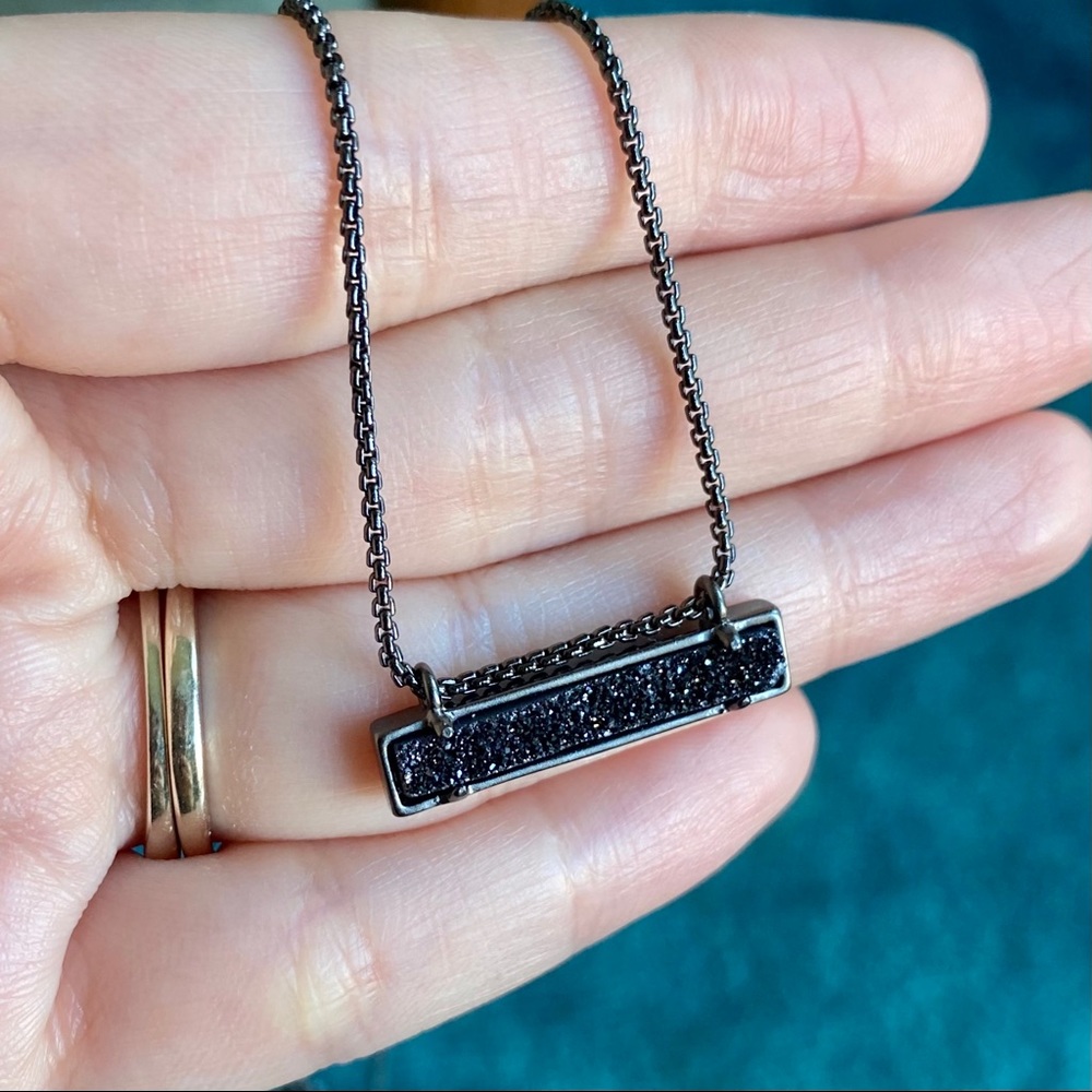 NWT Kendra Scott Leanor Gunmetal Black Drusy